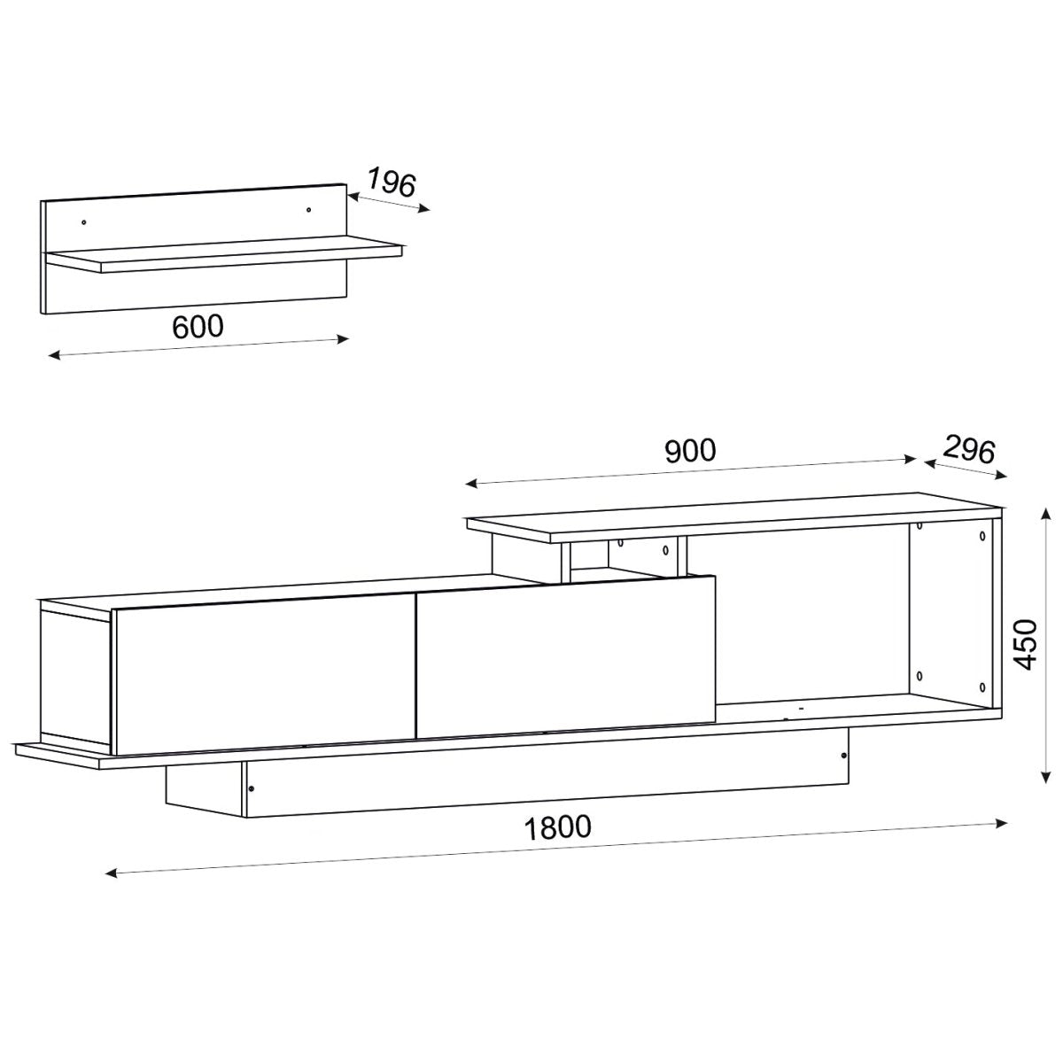 Ashford TV Unit with Wall Shelves - Urban Lifestyle General Trading LLC