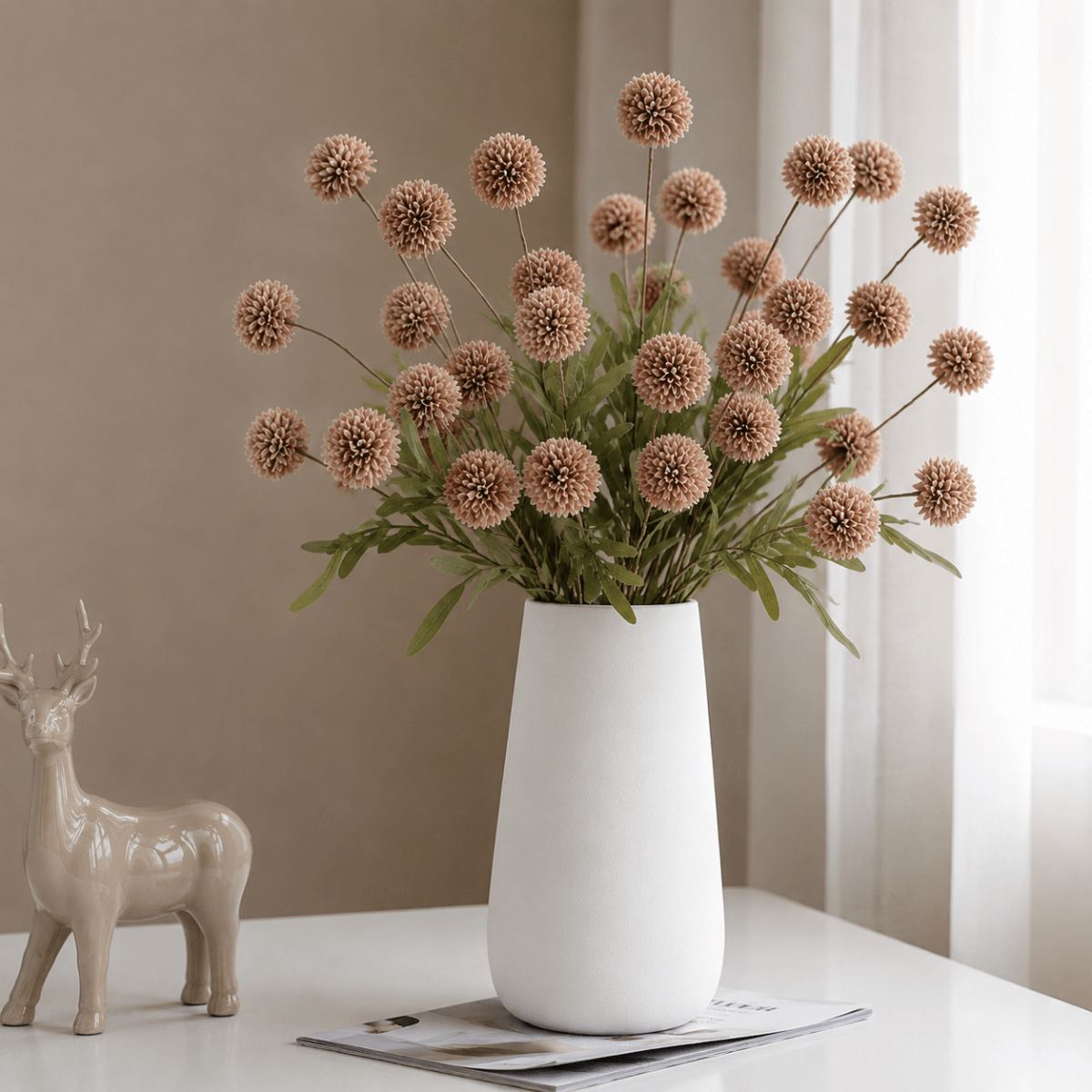 Autumn Brown Dandelion Artificial Flowers – 12pcs - Urban Lifestyle General Trading LLC