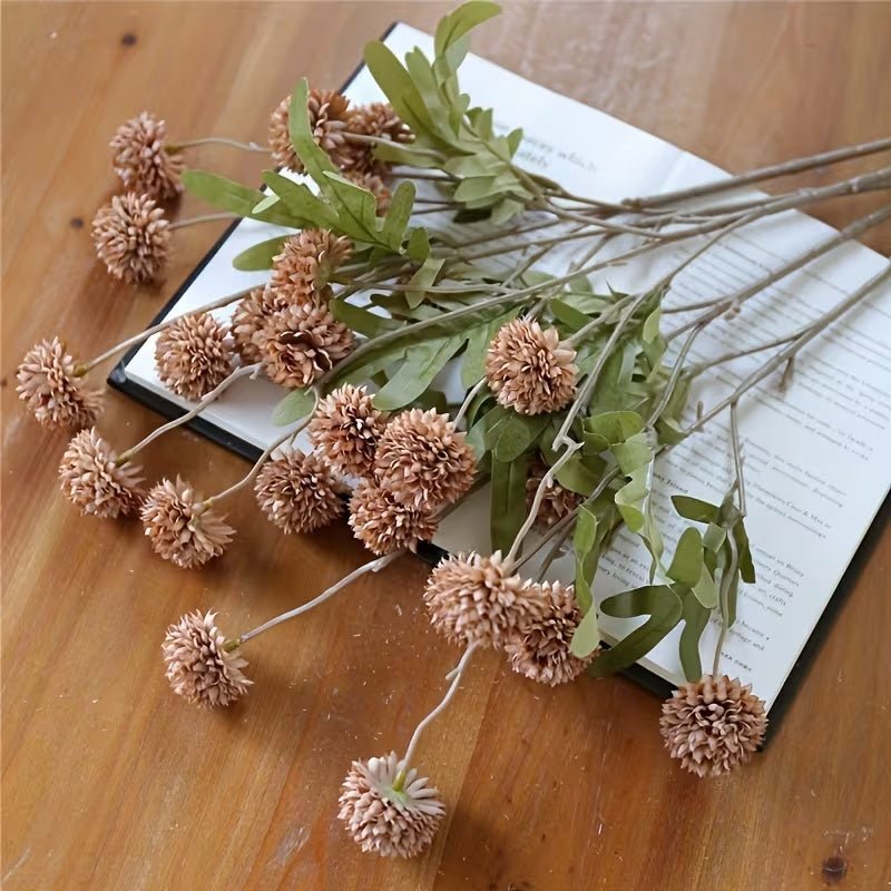 Autumn Brown Dandelion Artificial Flowers – 12pcs - Urban Lifestyle General Trading LLC