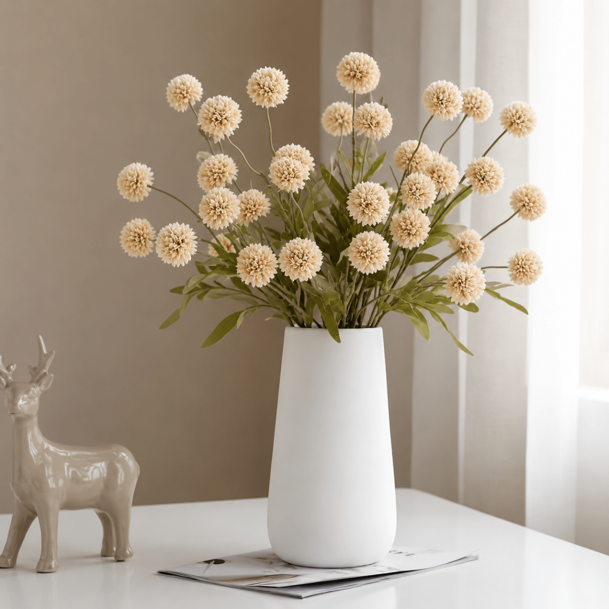 Autumn Cream Dandelion Artificial Flowers – 12pcs - Urban Lifestyle General Trading LLC