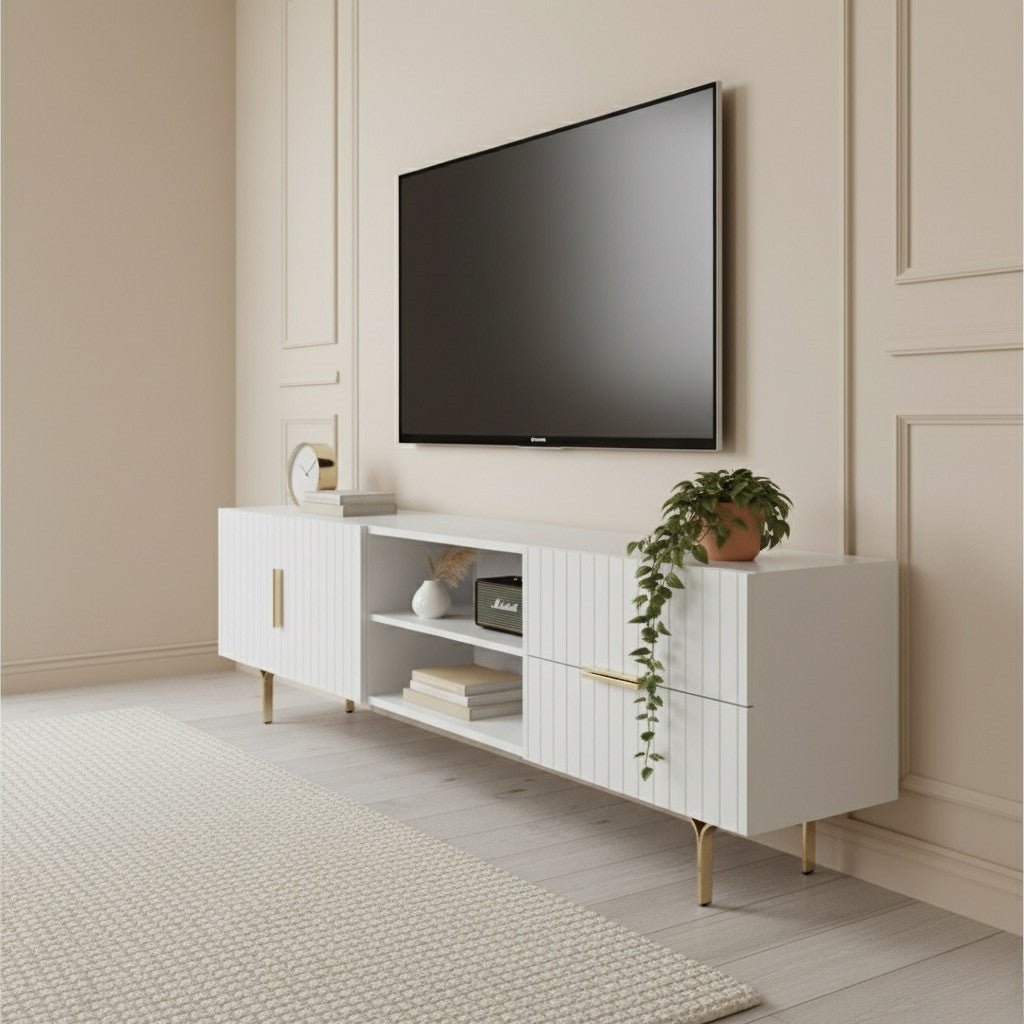 Carter Tv Unit White 200cm - Urban Lifestyle Furniture