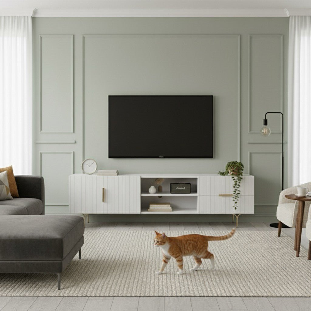 Carter Tv Unit White 200cm - Urban Lifestyle Furniture