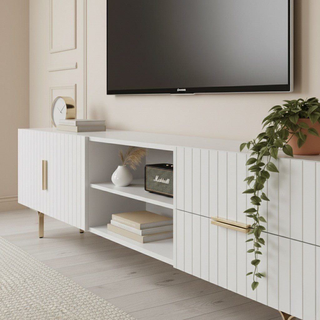 Carter Tv Unit White 200cm - Urban Lifestyle Furniture
