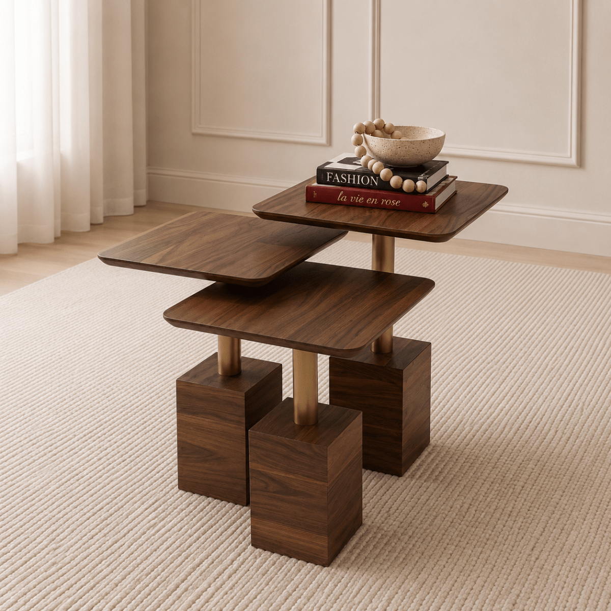 Chantal Walnut Nesting Tables - Urban Lifestyle General Trading LLC