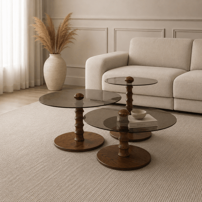 Dior Nesting Coffee Tables Walnut - Urban Lifestyle General Trading LLC