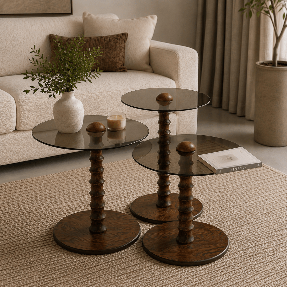 Dior Nesting Tables Walnut - Urban Lifestyle General Trading LLC