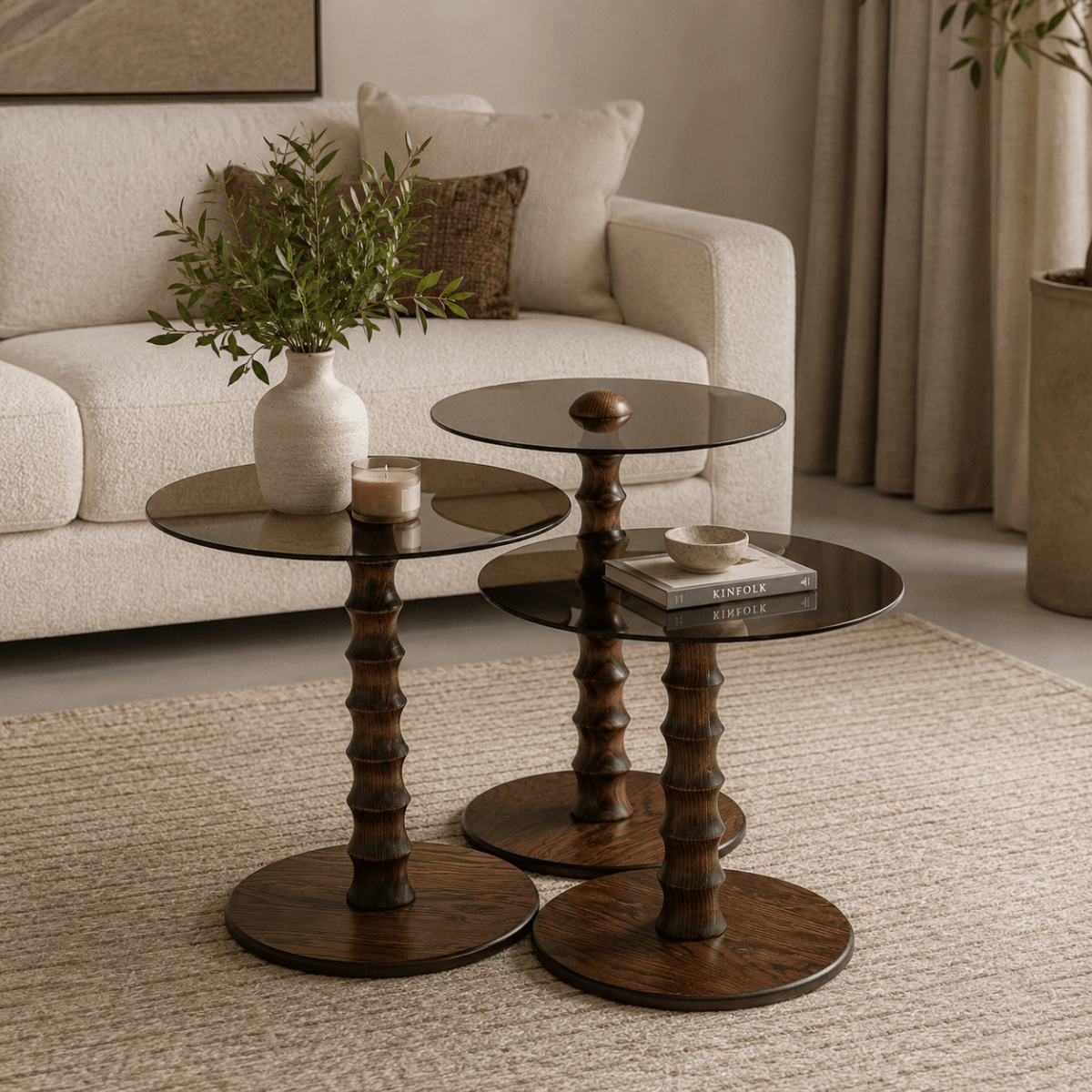 Dior Nesting Tables Walnut - Urban Lifestyle General Trading LLC