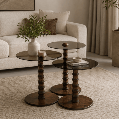 Dior Nesting Tables Walnut - Urban Lifestyle General Trading LLC