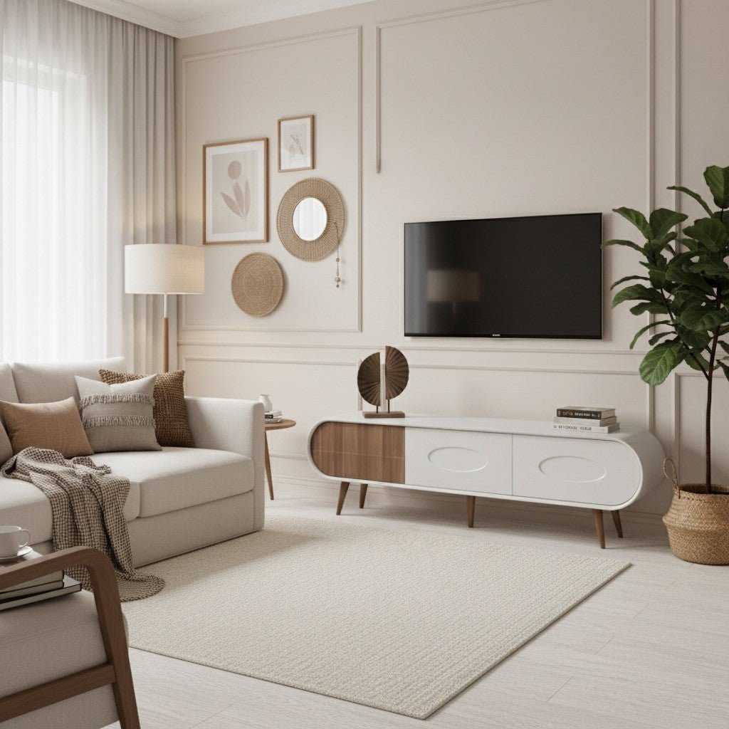 Discovery Tv Unit Cream Walnut 200cm - Urban Lifestyle Furniture