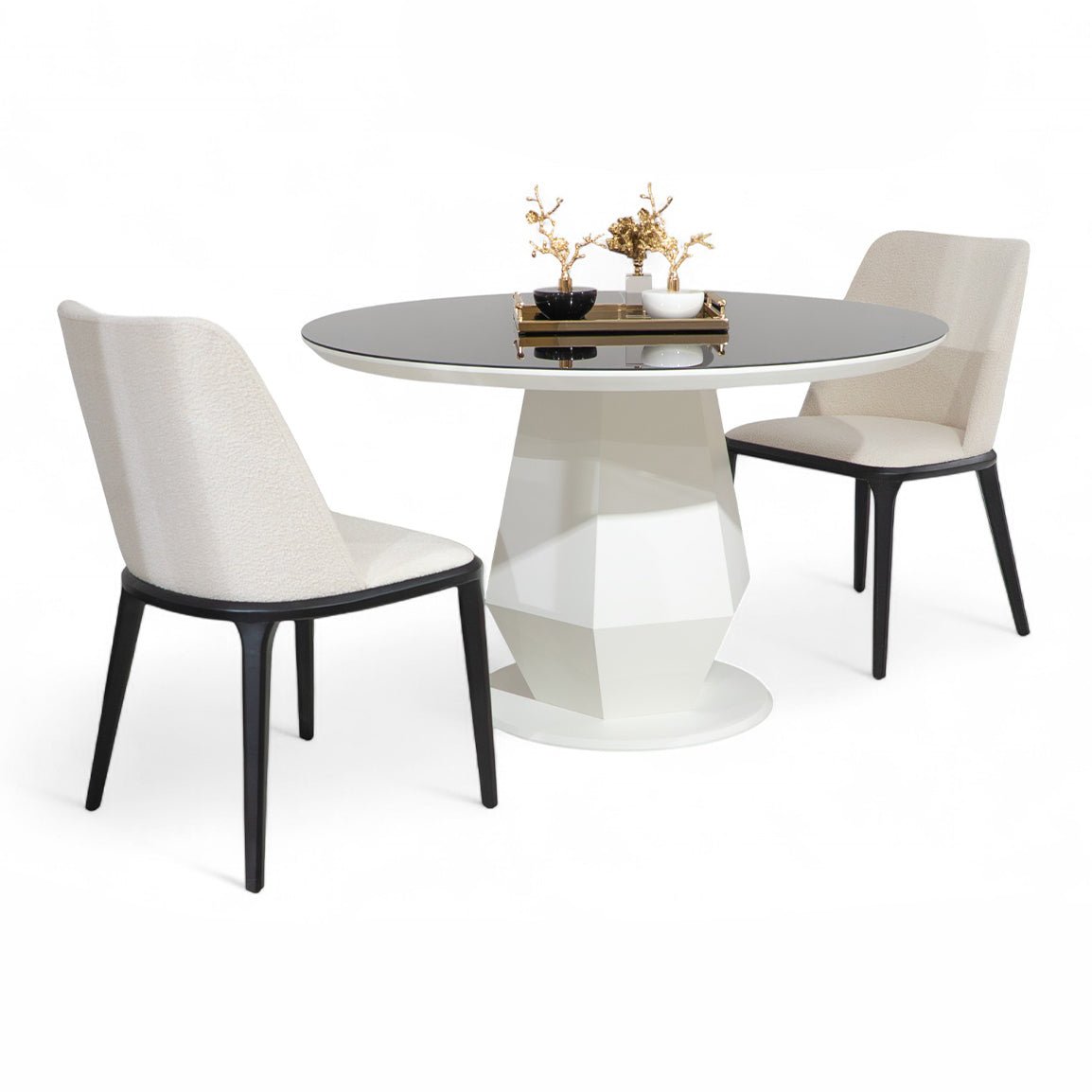 Dolce Round Dining Table Black White - Urban Lifestyle General Trading LLC