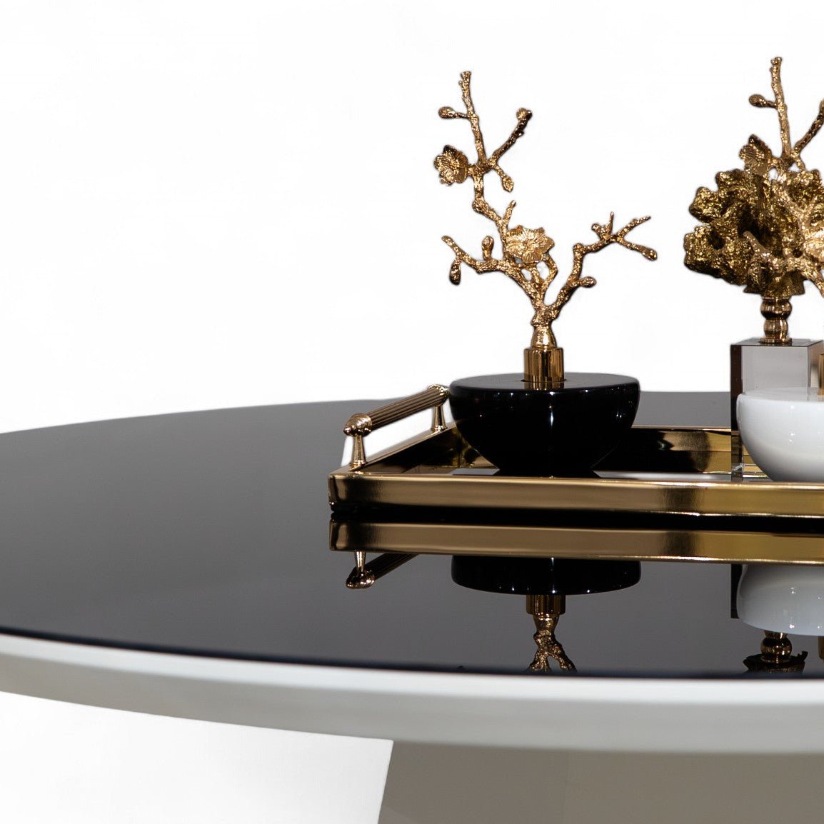 Dolce Round Dining Table Black White - Urban Lifestyle General Trading LLC