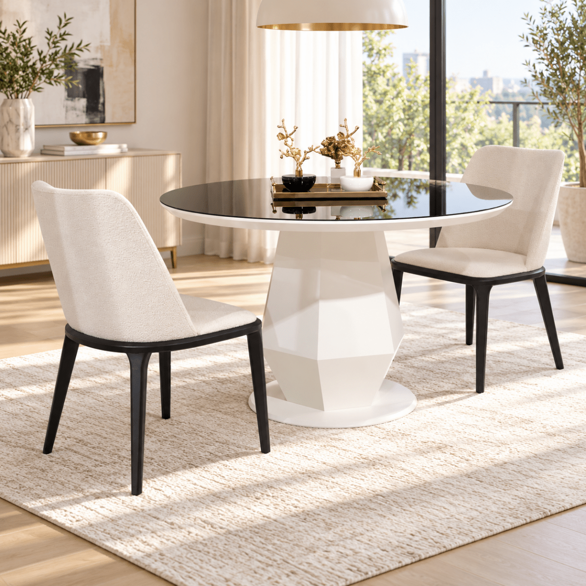 Dolce Round Dining Table Black White - Urban Lifestyle General Trading LLC