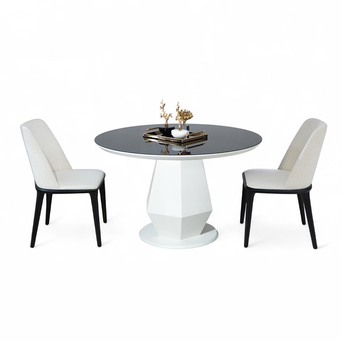 Dolce Round Dining Table Black White - Urban Lifestyle General Trading LLC