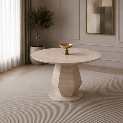 Dolce Round Dining Table Travertine - Urban Lifestyle General Trading LLC