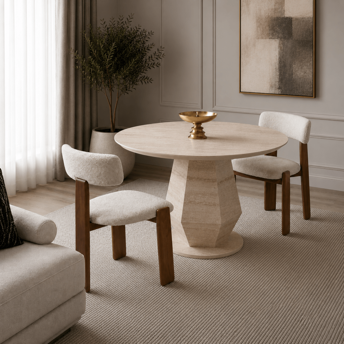 Dolce Round Dining Table Travertine - Urban Lifestyle General Trading LLC