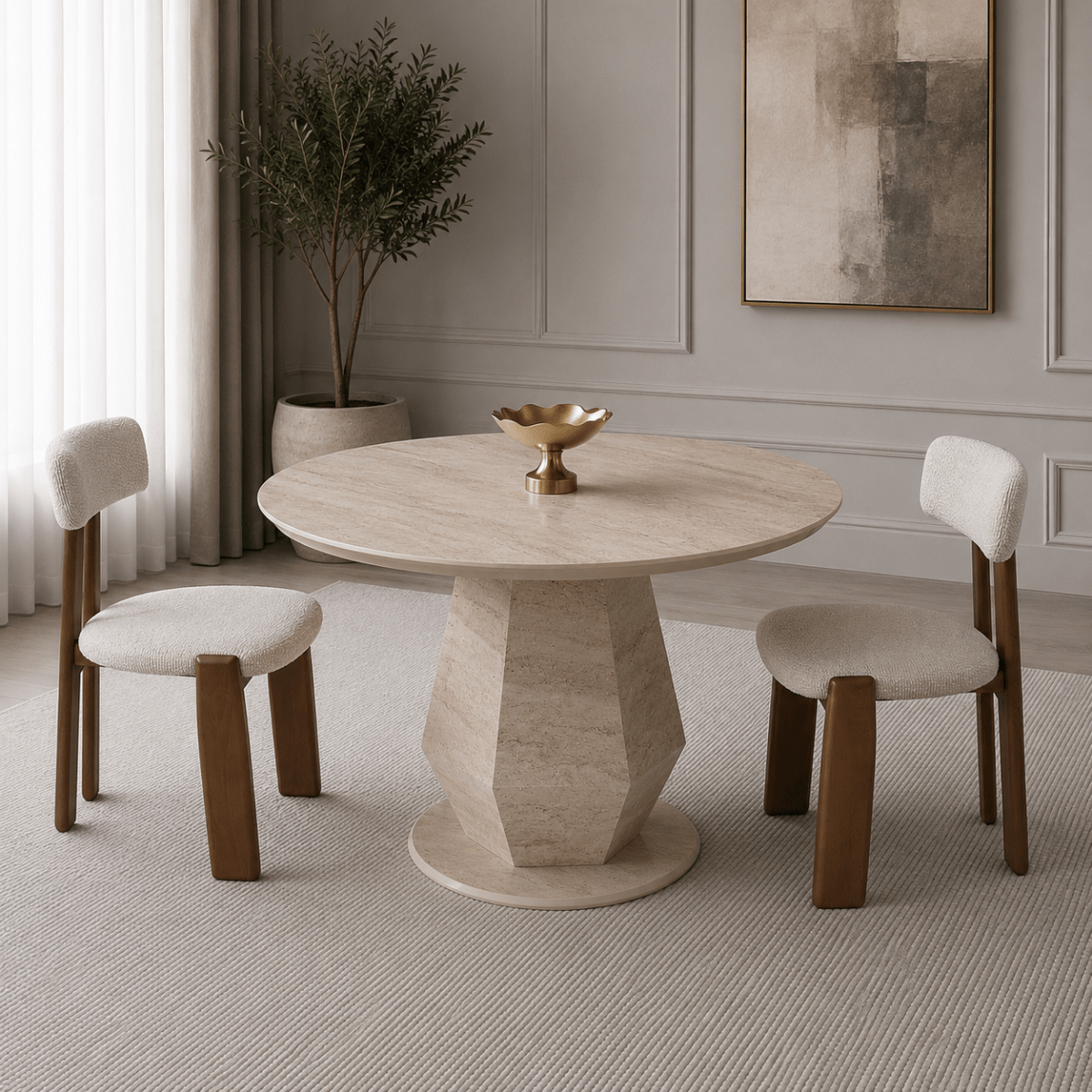 Dolce Round Dining Table Travertine - Urban Lifestyle General Trading LLC