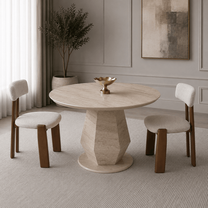 Dolce Round Dining Table Travertine - Urban Lifestyle General Trading LLC