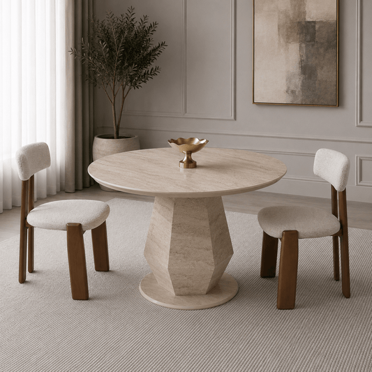 Dolce Round Dining Table Travertine - Urban Lifestyle General Trading LLC