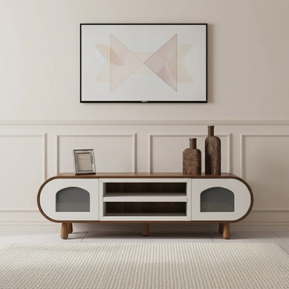 Glaze Tv Unit Walnut Cream 200cm - Urban Lifestyle Furniture