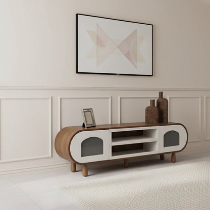 Glaze Tv Unit Walnut Cream 200cm - Urban Lifestyle Furniture