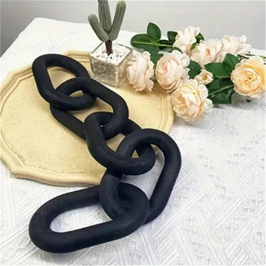 Handcrafted Boho - Chic Wooden Chain Link Decor Black - Urban Lifestyle Furniture Trading LLC