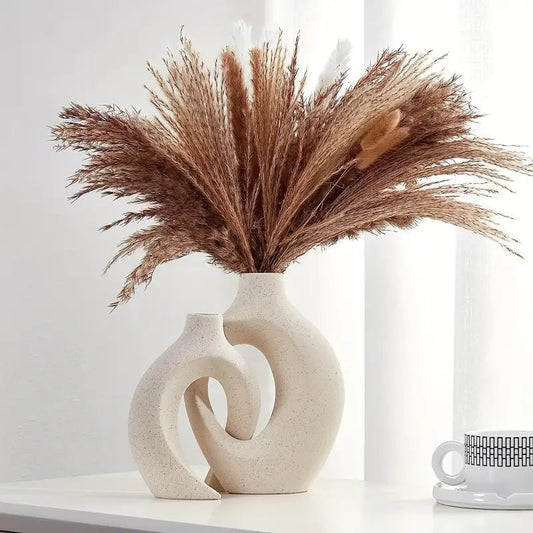 Hollow Ceramic Vase Set Of 2 For Modern Home Decor - Urban Lifestyle Furniture Trading LLC