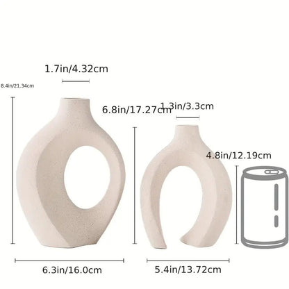 Hollow Ceramic Vase Set Of 2 For Modern Home Decor - Urban Lifestyle Furniture Trading LLC