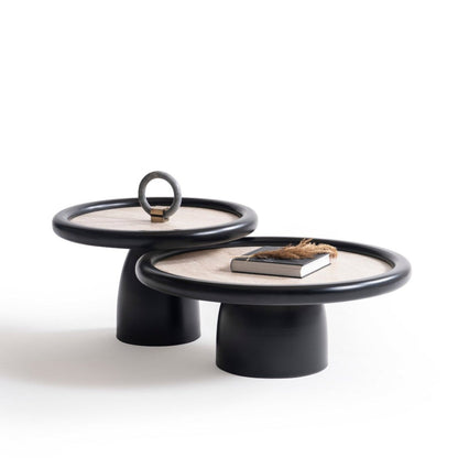 Intense Black Travertine Coffee Table Set - Urban Lifestyle General Trading LLC