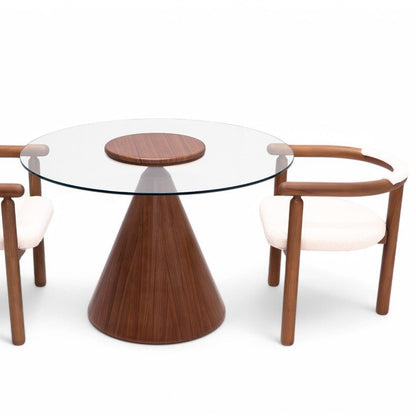 Kinder Round Glass Dining Table Brown - Urban Lifestyle General Trading LLC