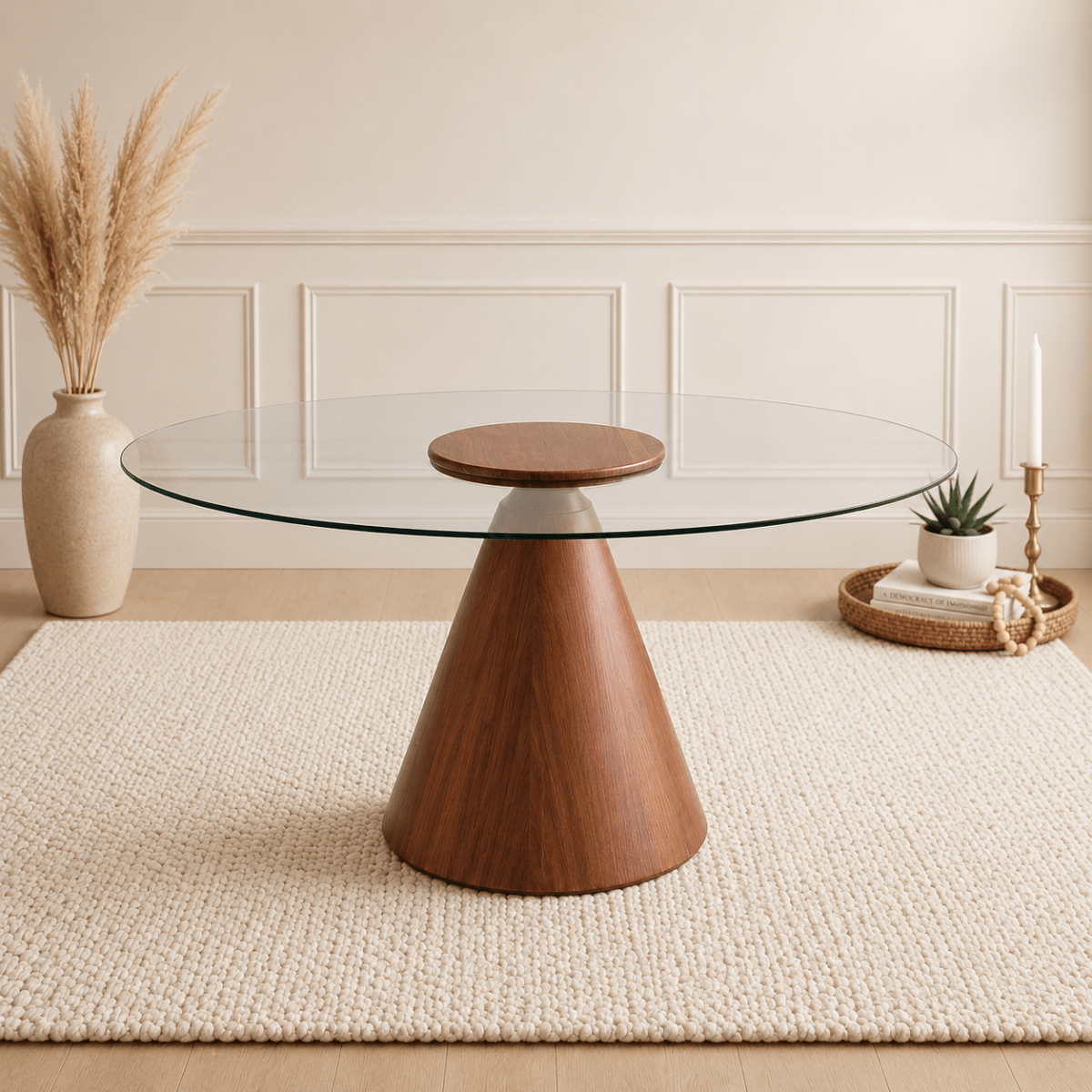 Kinder Round Glass Dining Table Brown - Urban Lifestyle General Trading LLC