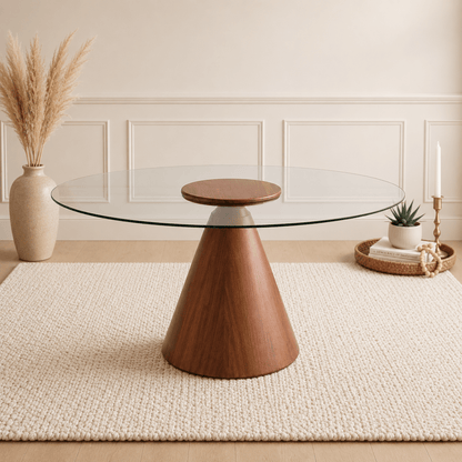 Kinder Round Glass Dining Table Brown - Urban Lifestyle General Trading LLC