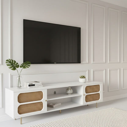 Luna Rattan Tv Unit White 200cm - Summer Offer - Urban Lifestyle Furniture
