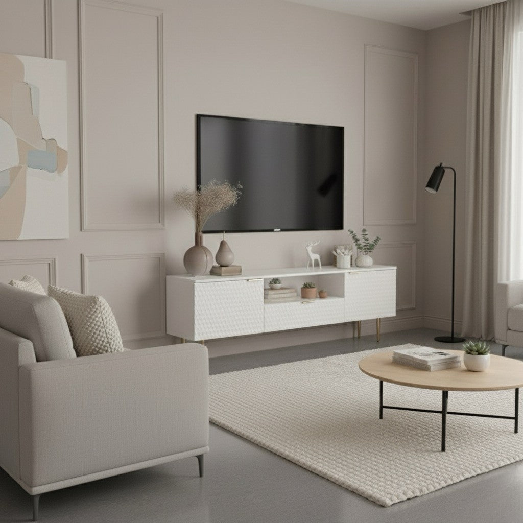 Lyla Tv Unit White 200cm - Urban Lifestyle Furniture