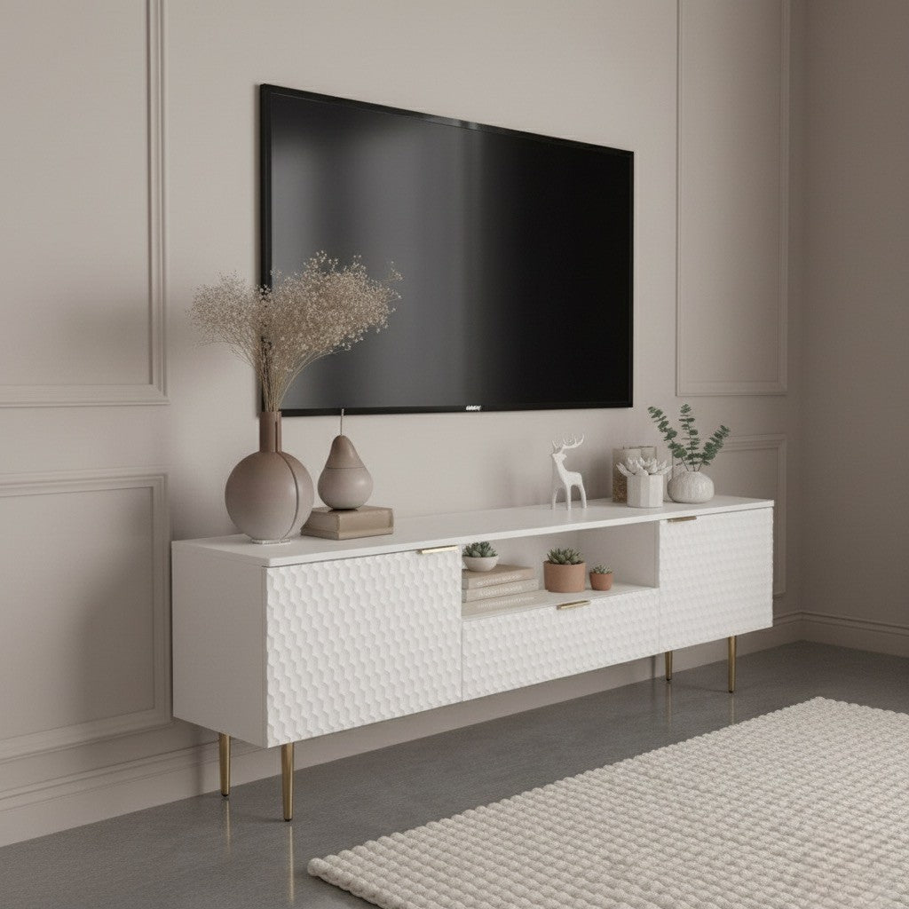 Lyla Tv Unit White 200cm - Urban Lifestyle Furniture