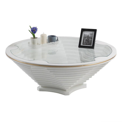 Mahek Glass Top Coffee Table White - Urban Lifestyle General Trading LLC