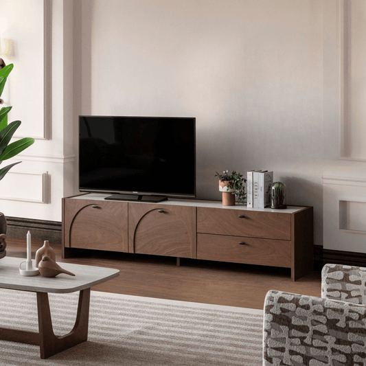 Malaga Tv Unit Walnut 200cm - Urban Lifestyle Furniture
