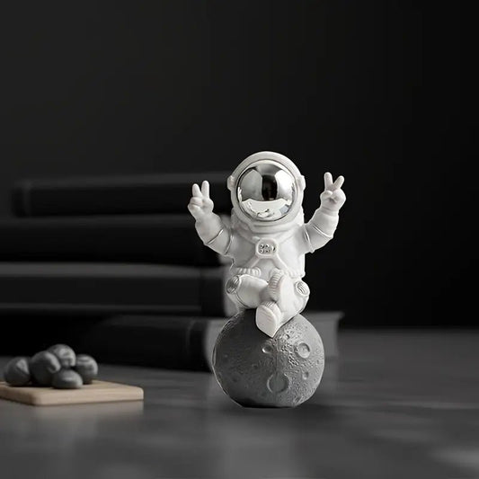 Modern Astronaut Figurine - Space - Themed Desk Decor with Golden Helmet & Marble Base - Urban Lifestyle Furniture