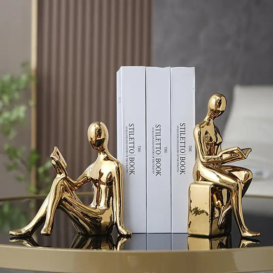 Modern Gold - Tone Bookends - Urban Lifestyle Furniture Trading LLC