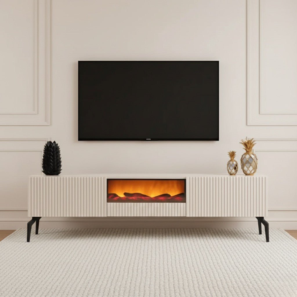 Myra Fire Tv Unit 200cm Cream - Urban Lifestyle Furniture
