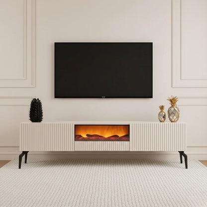 Myra Fire Tv Unit 200cm Cream - Urban Lifestyle Furniture