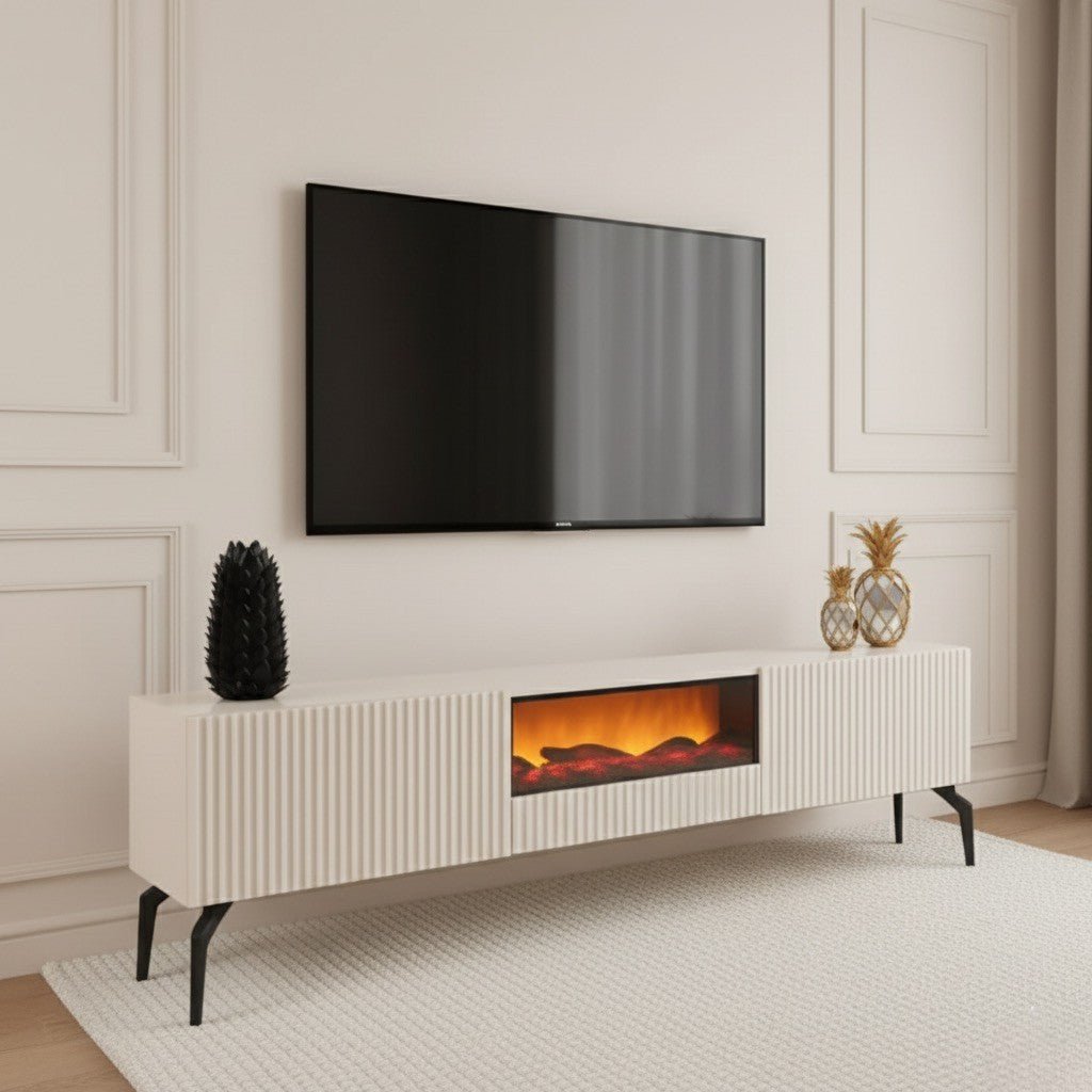 Myra Fire Tv Unit 200cm Cream - Urban Lifestyle Furniture