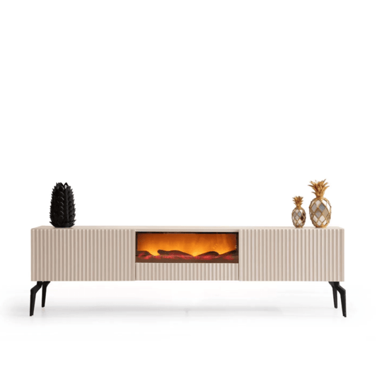 Myra Fire Tv Unit 200cm Cream - Urban Lifestyle Furniture