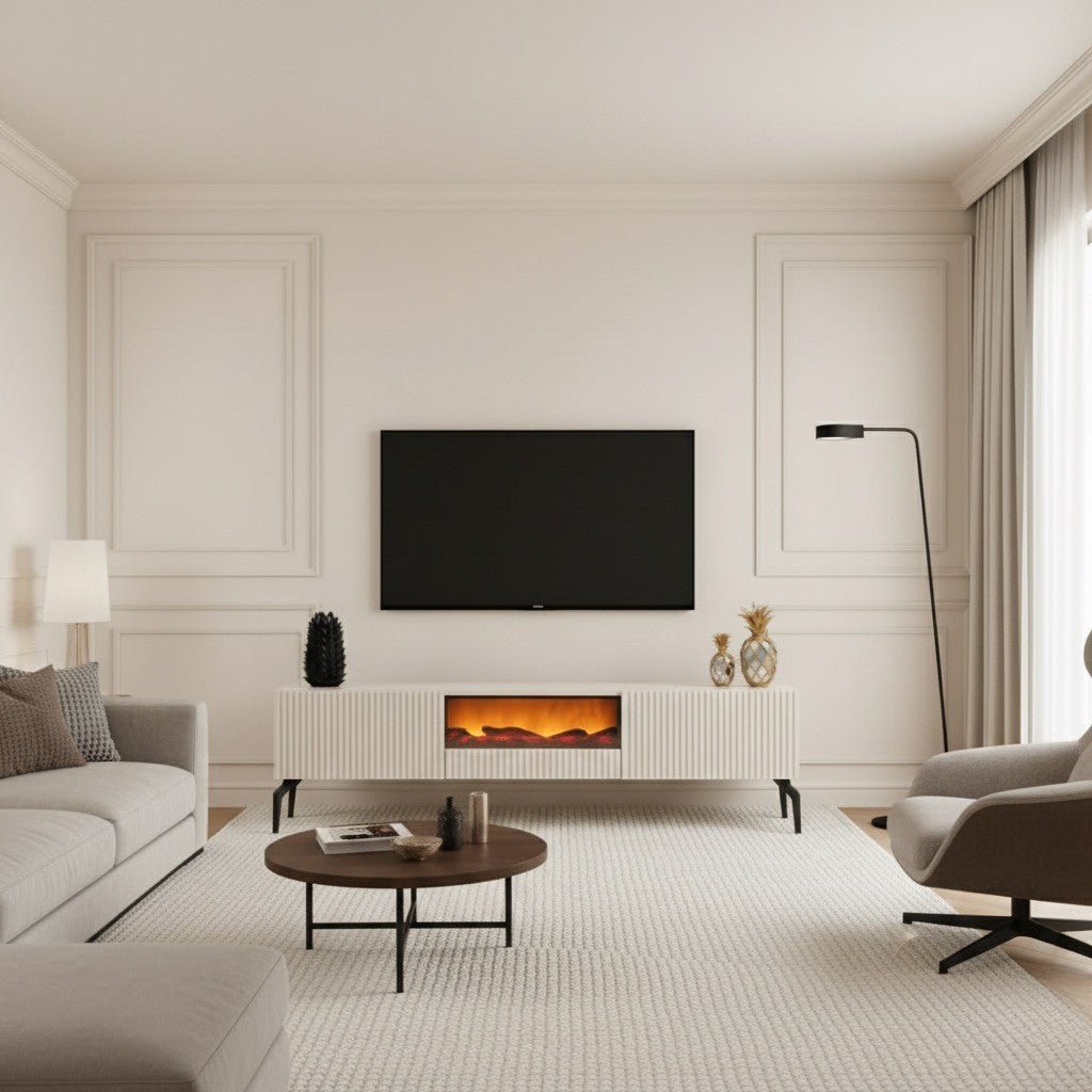 Myra Fire Tv Unit 200cm Cream - Urban Lifestyle Furniture