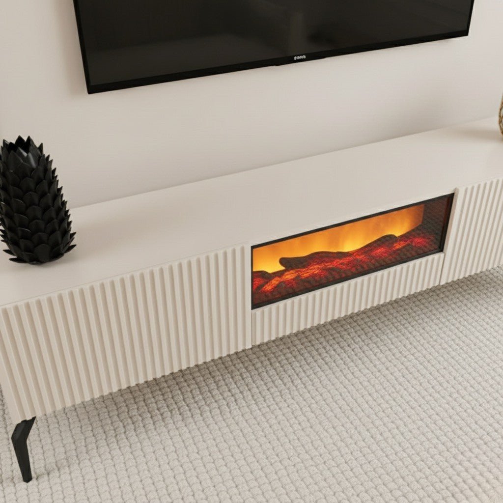 Myra Fire Tv Unit 200cm Cream - Urban Lifestyle Furniture