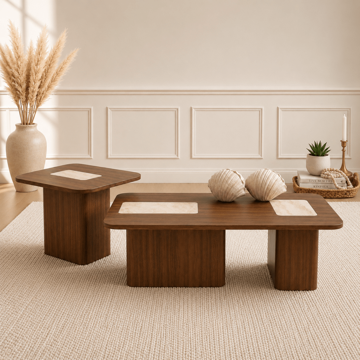 Namba Coffee Table Set Walnut - Urban Lifestyle General Trading LLC