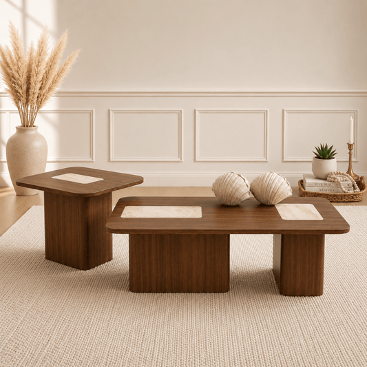 Namba Coffee Table Set Walnut - Urban Lifestyle General Trading LLC