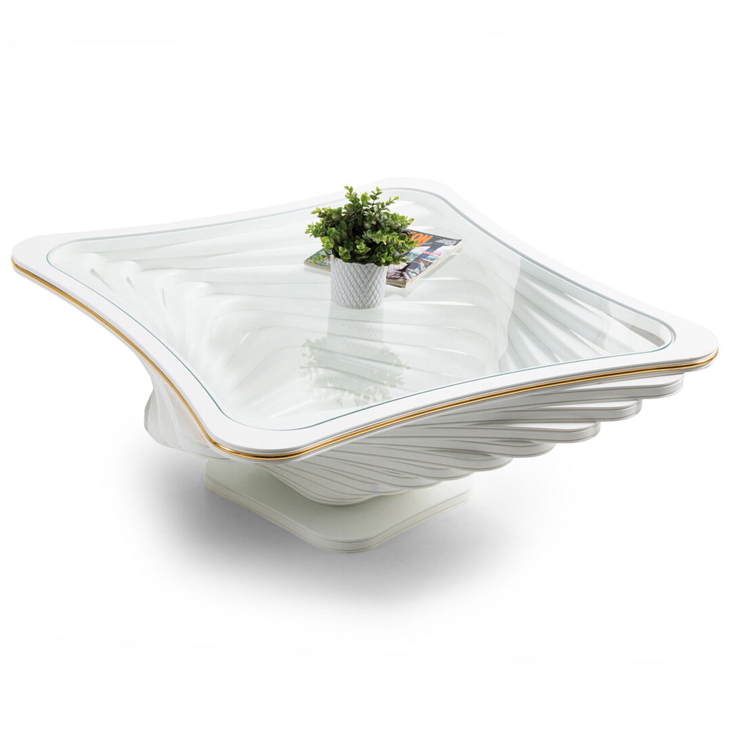 Noor Glass Top Coffee Table White