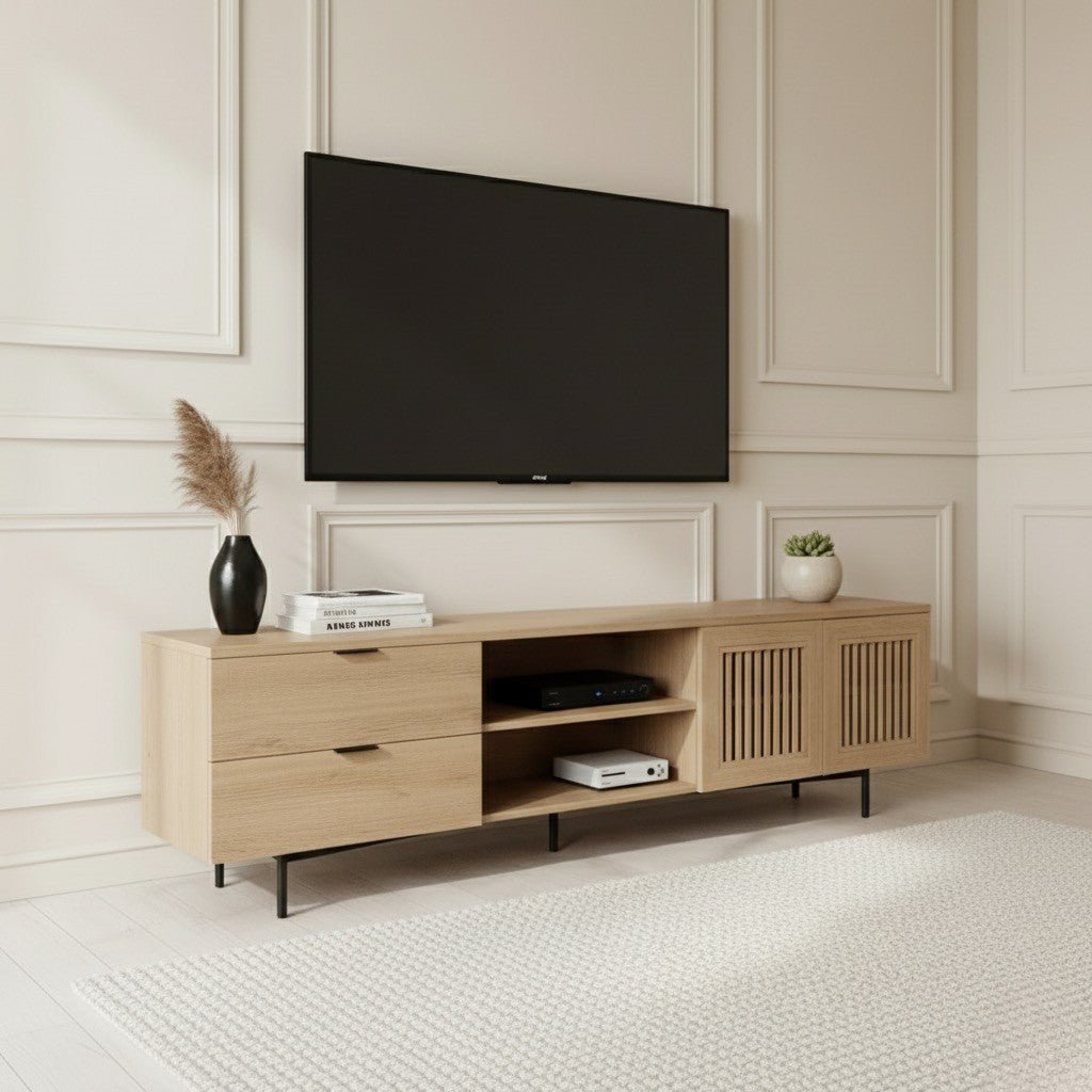 Parker Tv Unit Oak 200cm - Summer Offer - Urban Lifestyle Furniture