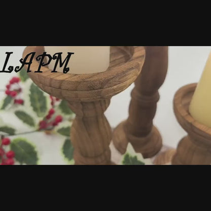 Wooden Candle Holders for Pillar Candles Set of 3