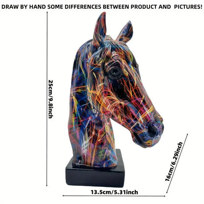 Resin Horse Head Figurine Graffiti - Urban Lifestyle Furniture Trading LLC